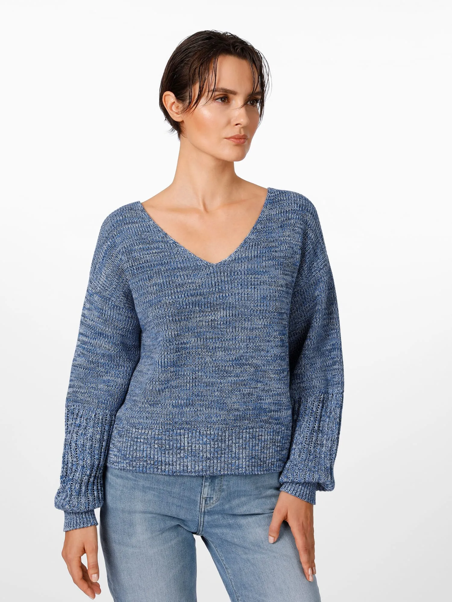 Damenpullover Struktur, Blaumelange