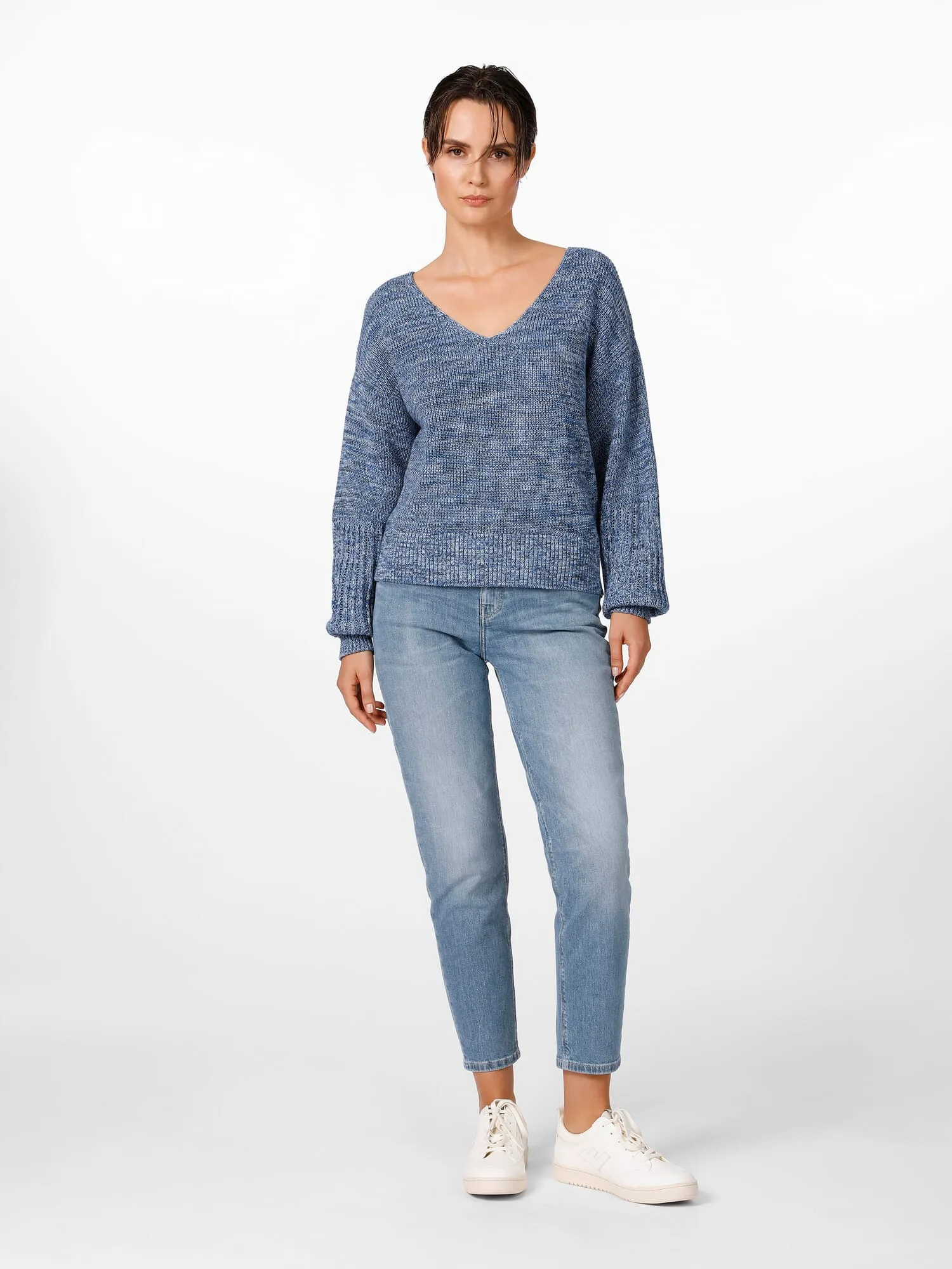Damenpullover Struktur, Blaumelange