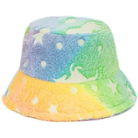 Einhorn Flauschiger Plüsch Grüner Eimer Hut - Damen Winter Anglerhüte