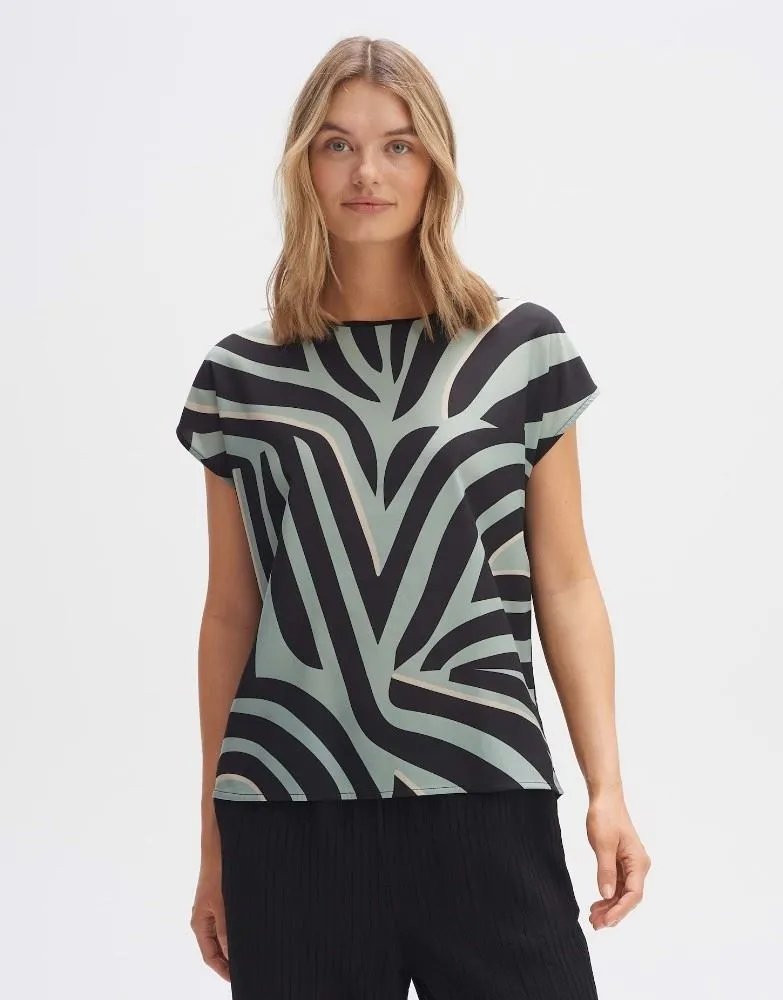 OPUS Shirt SEVELA PRINT Regular Material Mix grün S14 10290212312258
