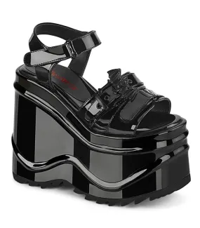 WAVE-13 Plateau Sanderletten - Schwarz lack | Demonia online günstig kaufen