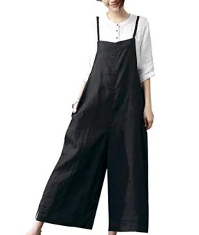 YESNO Damen Latzhose mit Beiläufig Retro Oversize Loose Hose Größe Baggy Jumpsuit Sommerhose (4XL PZZTYP2DE BLACK)